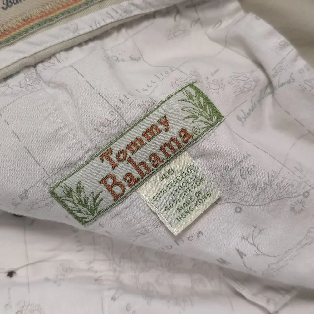 TOMMY BAHAMA Vintage Pants 40x31 Tencel‎ Cotton Slacks HONG KONG MADE